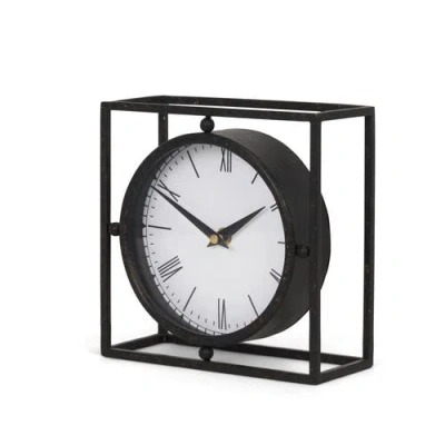 Mercana Raisa Antiquing Metal Table Clock In Black