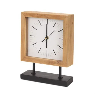 Mercana Renaya Wood W/ Metal Base Table Clock In Brown
