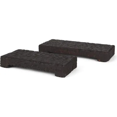 Mercana Shira Reclaimed Wooden Riser Set Of 2 In Black