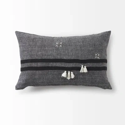 Mercana Sibyl Decorative Rectangular Linen Pillow Cover In Black;gray