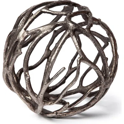 Mercana Sphaira Cast Aluminum Decorative Tree Branch Orb In Silver
