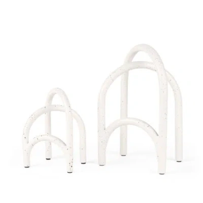 Mercana Springe White And Gray Speckled Arch Decorative Object
