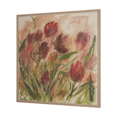 Mercana Springs Ritual By  Studio A Hand Embellished Textured Framed Canvas In Green;red;pink
