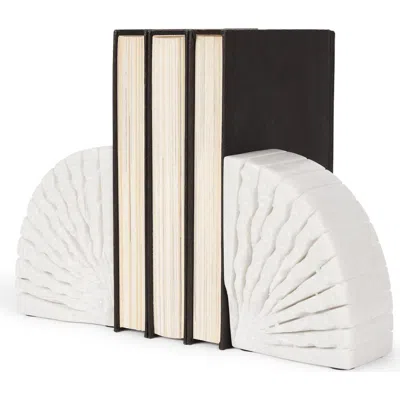 Mercana Stept White Marble Bookends With Rough Carving