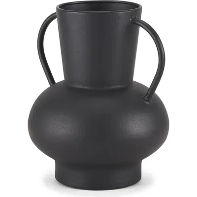 Mercana Tasya Handles Metal Vase In Black