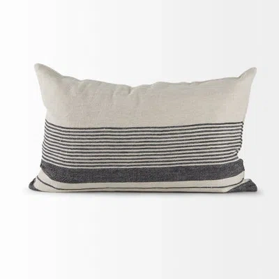 Mercana Thalia Rectangular Linen Pillow Cover In Black;beige