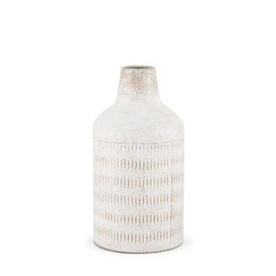 Mercana Tisha Terracotta Distressing Metal Vase In White