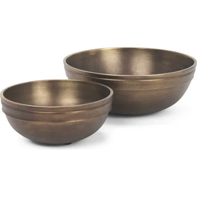 Mercana Tomiko Decorative Finished Cast Aluminum Round Bowls In Gold