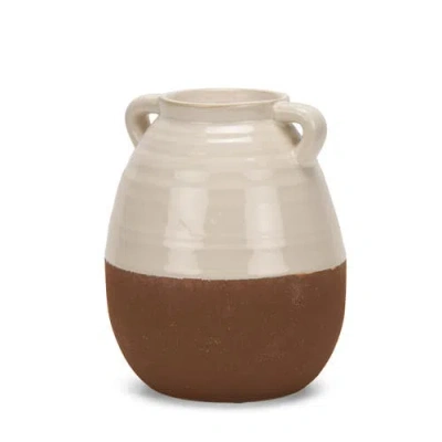Mercana Tryna Large Beige W/ Matte Brown Ceramic Vase
