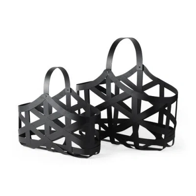 Mercana Tyrell Set Of 2 Iron Metal Baskets In Black