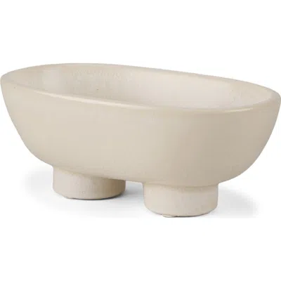 Mercana Tyren Glazed Decorative Oblong Ceramic Bowl In Neutral