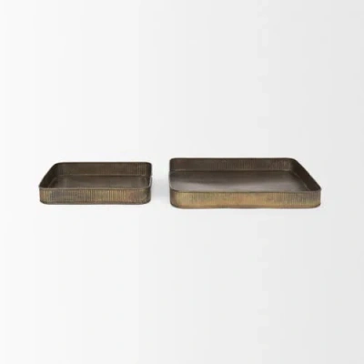 Mercana Varun Metal Tray Set Of 2 In Yellow