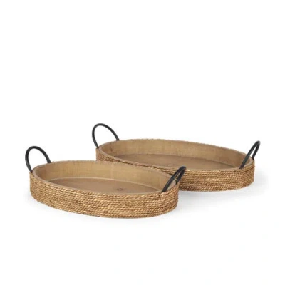 Mercana Wheaton Jute Serving Trays In Brown