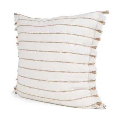 Mercana Willow 20x20 Square Cream W/ Camel Stripes Decorative Pillow Cover In Brown