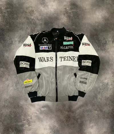 Pre-owned Mercedes Benz X Racing 90's Vintage Mercedes-benz Formula 1 Puffer Racing Jacket In Black/white