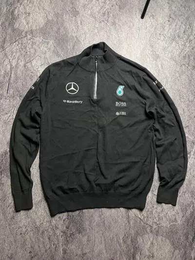 Pre-owned Mercedes Benz X Racing Mercedes Benz Mclaren Formula One Team 1/4 Zip Sweatshirt In Faded Black