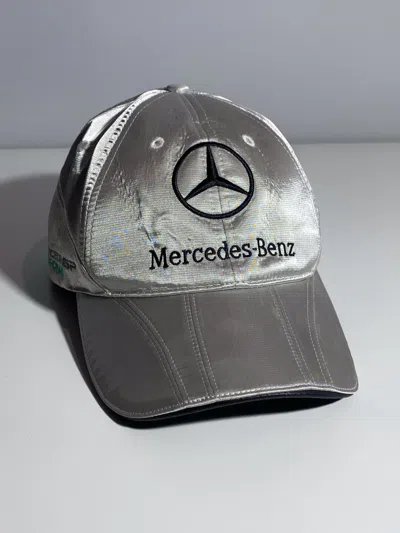 Pre-owned Mercedes Benz X Racing Y2k Mercedes Benz Hype Racing Silver Shimmer Cap In Grey