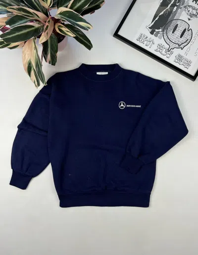 Pre-owned Mercedes Benz X Vintage Mercedes Benz Jumper Hoodie Sweater Baggy In Dark Navy