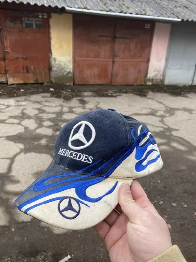 Pre-owned Mercedes Benz X Vintage Mercedes Benz Racing Vintage Hat Cap Formula 1 In Navy