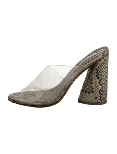 Pre-owned Mercedes Castillo Embossed Leather Animal Print Espadrilles In White