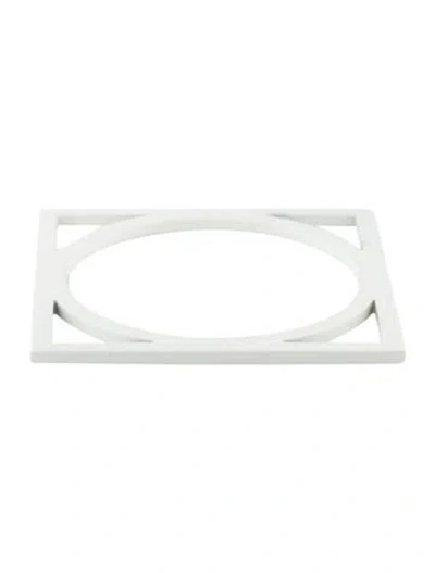 Pre-owned Mercedes Castillo Geo Cutout Bangle Bracelet, 7.5" In White