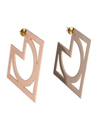Pre-owned Mercedes Castillo Geo Cutout Hoop Earrings In Multi