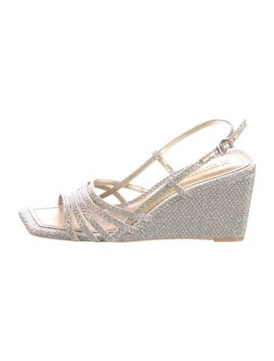 Pre-owned Mercedes Castillo Glitter Slingback Sandals In Neutral