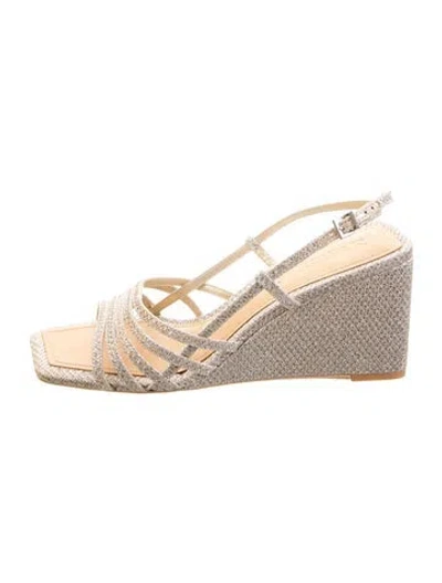 Pre-owned Mercedes Castillo Glitter Slingback Sandals In Silver