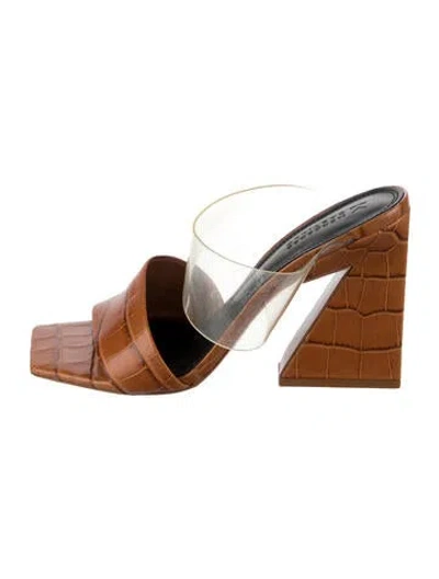 Pre-owned Mercedes Castillo Leather Animal Print Sandals In Brown