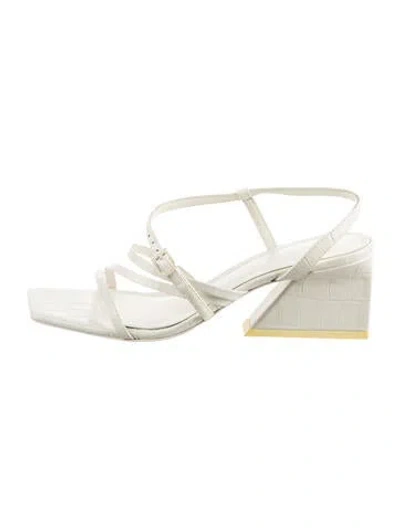 Pre-owned Mercedes Castillo Leather Animal Print Sandals In Neutrals