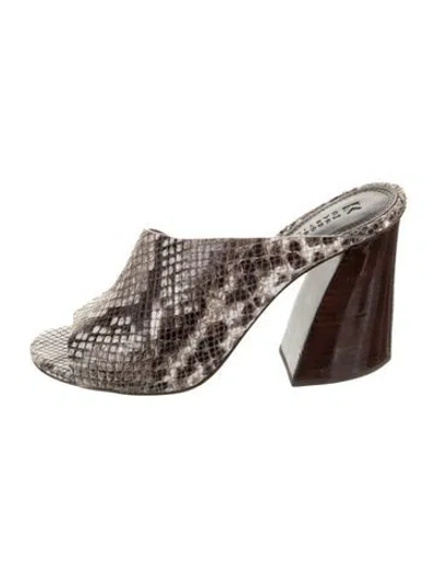 Pre-owned Mercedes Castillo Leather Animal Print Slides In Multi