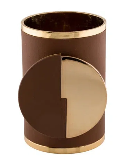 Pre-owned Mercedes Castillo Leather Bangle Bracelet, 7.75" In Brown