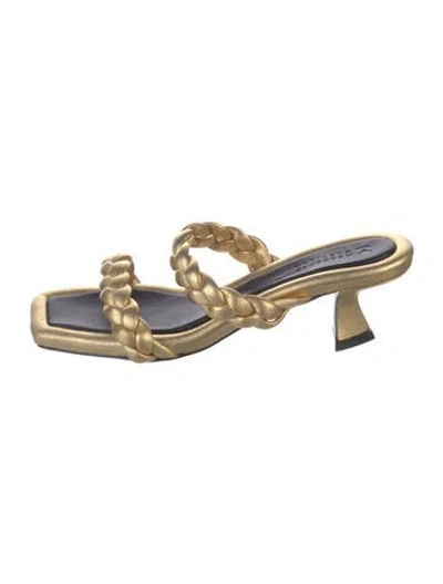 Pre-owned Mercedes Castillo Leather Braided Accents Sandals