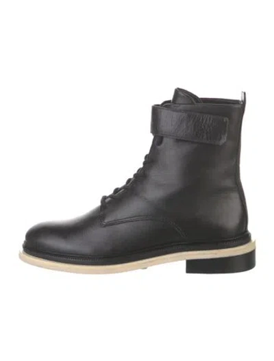 Pre-owned Mercedes Castillo Leather Combat Boots In Black
