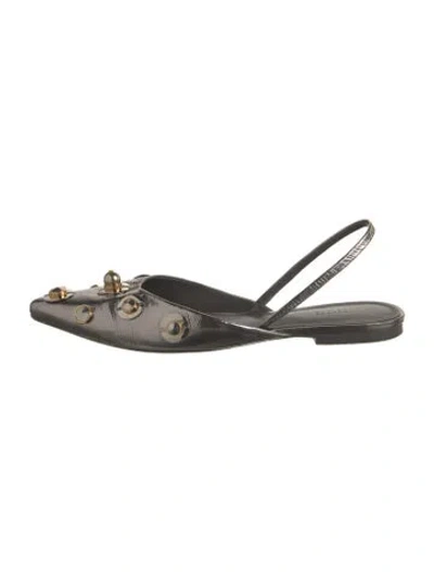 Pre-owned Mercedes Castillo Leather Flats In Silver