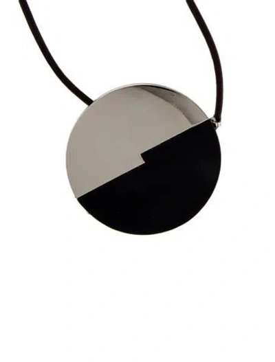 Pre-owned Mercedes Castillo Leather Mirror Pendant Necklace, 36" In Multi