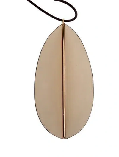 Pre-owned Mercedes Castillo Leather Mirror Walnut Pendant Necklace, 36" In Multi