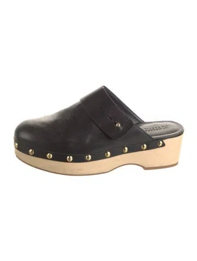 Pre-owned Mercedes Castillo Leather Mules In Black