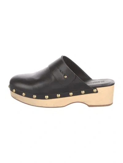 Pre-owned Mercedes Castillo Leather Mules In Black