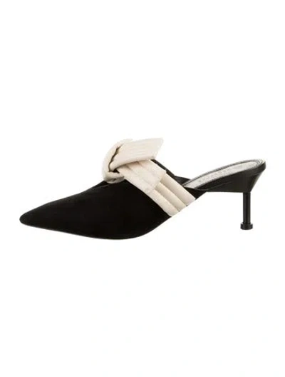 Pre-owned Mercedes Castillo Leather Mules In Black