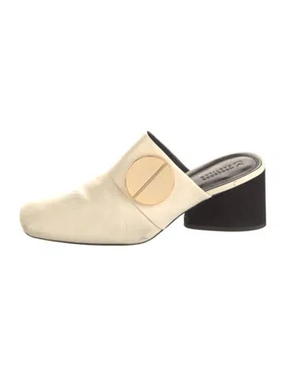 Pre-owned Mercedes Castillo Leather Mules In Neutral