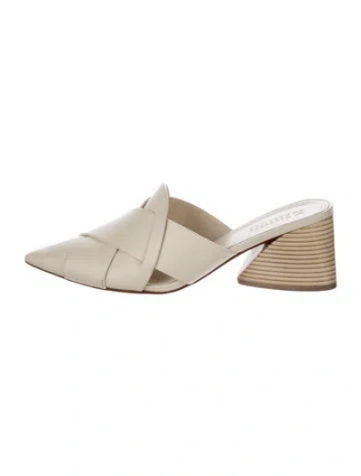 Pre-owned Mercedes Castillo Leather Mules In Neutral