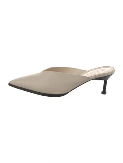 Pre-owned Mercedes Castillo Leather Mules In White