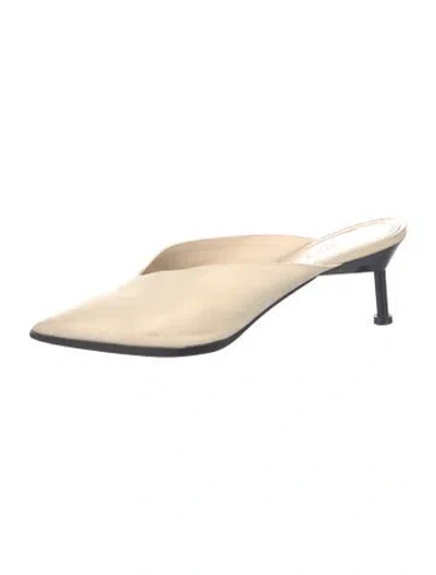 Pre-owned Mercedes Castillo Leather Mules In White