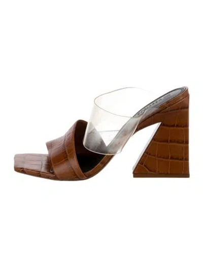 Pre-owned Mercedes Castillo Leather Sandals In Brown