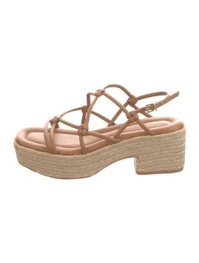 Pre-owned Mercedes Castillo Leather Sandals In Brown