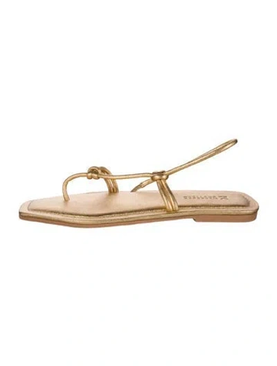 Pre-owned Mercedes Castillo Leather Sandals In Gold