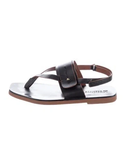 Pre-owned Mercedes Castillo Leather Sandals In Neutral