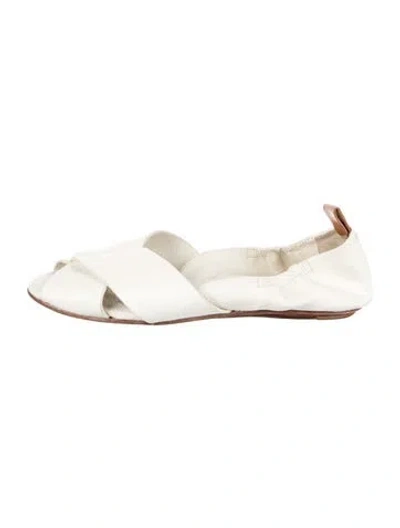 Pre-owned Mercedes Castillo Leather Sandals In White