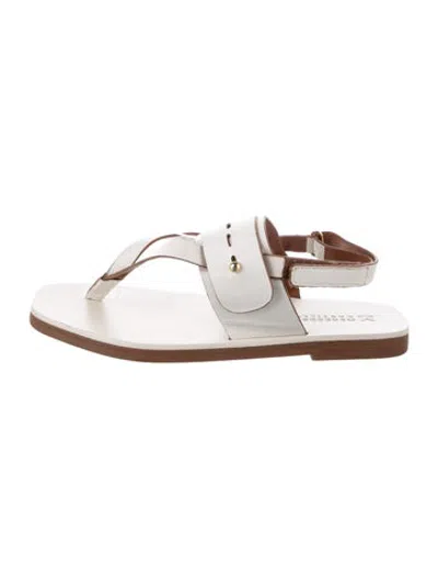 Pre-owned Mercedes Castillo Leather Sandals In White